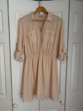 Charlotte Russe Cream Button-Front Shift Dress